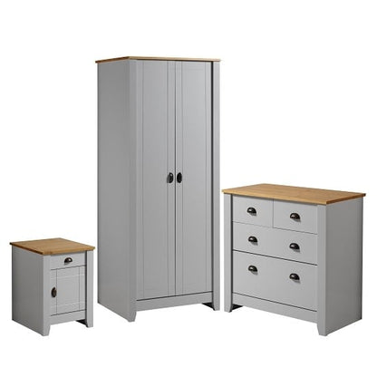 Ladkro Wooden Bedroom Wardrobe Furniture Set In Grey And Oak