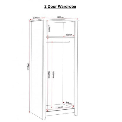 Ladkro Wooden Wardrobe In White And Oak With 2 Doors
