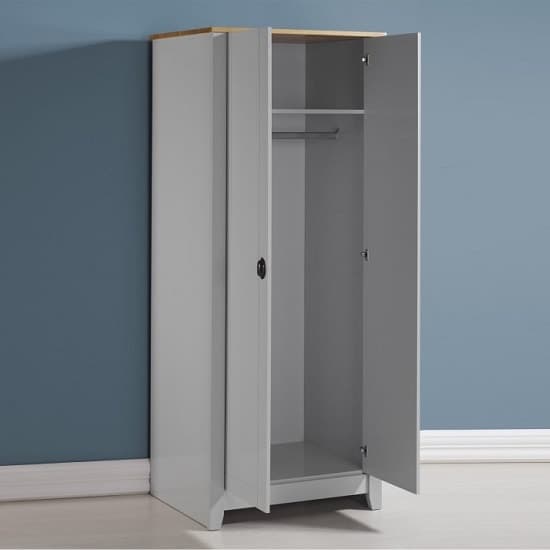 Ladkro Wooden Bedroom Wardrobe Furniture Set In Grey And Oak