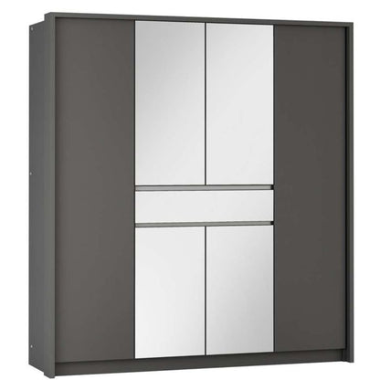 Waverley Graphite Grey 6 Door Wardrobe with Mirror & Drawer | Spacious & Stylish | Furco