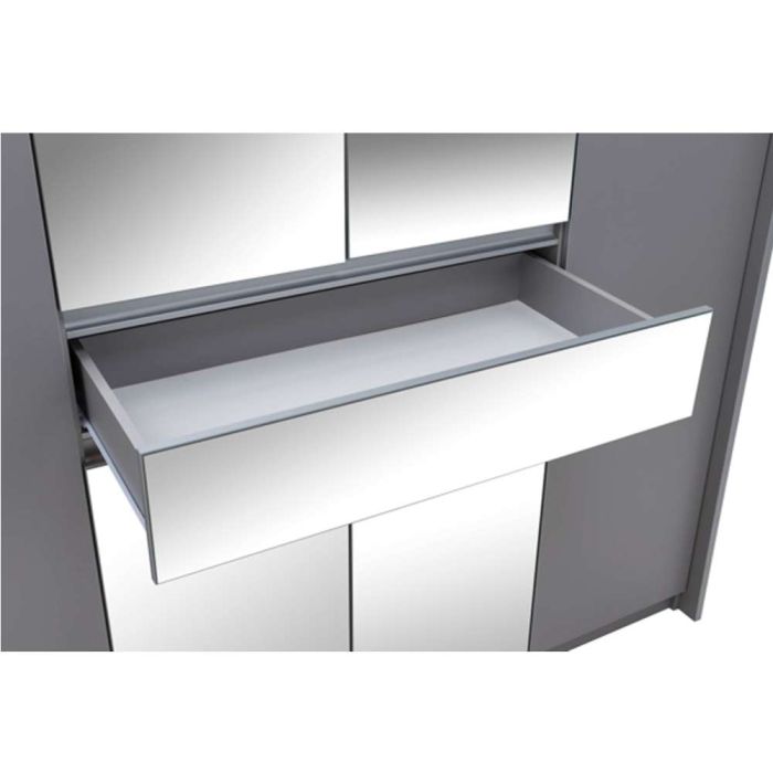 Waverley Graphite Grey 6 Door Wardrobe with Mirror & Drawer | Spacious & Stylish | Furco