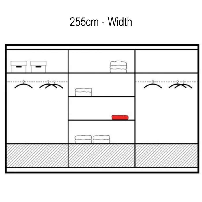 Warrington Black Sliding 3 Door Mirrored Wardrobe | 255cm with Drawers | Spacious & Chic | Furco