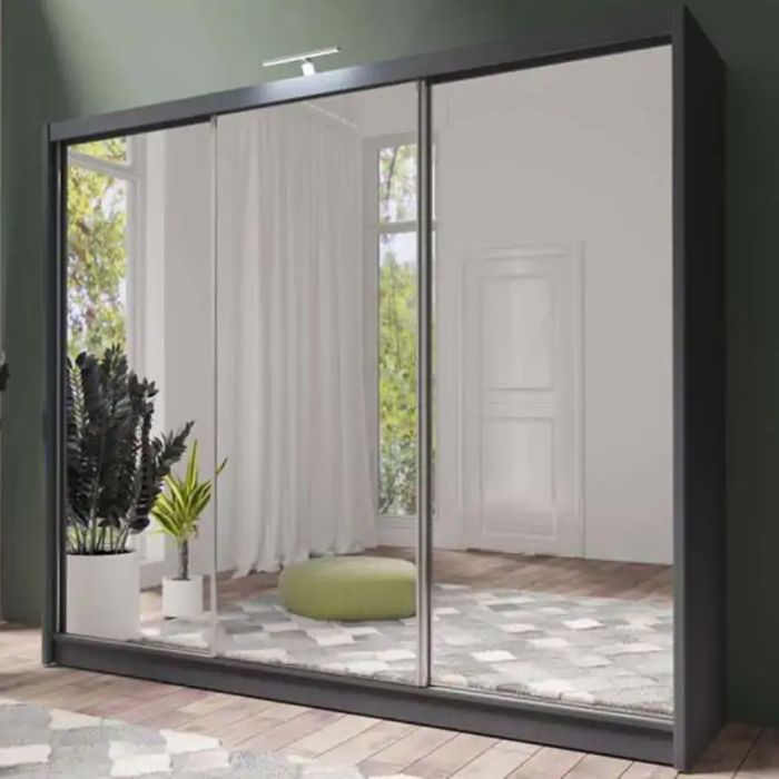 Mathilde 250cm Sliding 3 Door Wardrobe - Grey