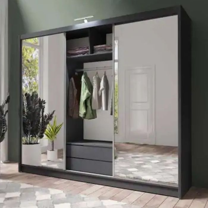 Mathilde 250cm Sliding 3 Door Wardrobe - Grey