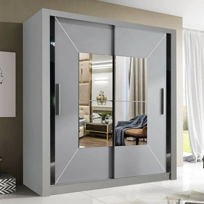 FURCO | Massapequa 2 Door Sliding Wardrobe | Elegant Grey | Versatile & Contemporary Style