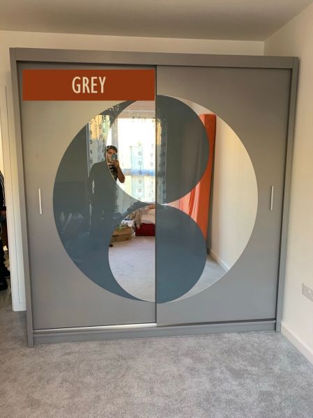 FURCO | Circolo Sliding 2 Door Wardrobe | Integrated Mirror | Sleek Black Finish | Contemporary & Functional