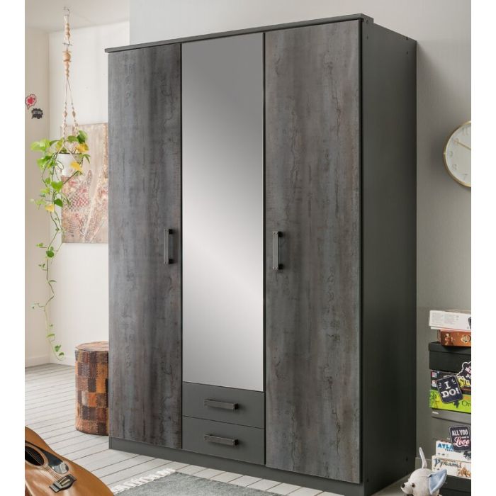 Darwin Grey 3 Door 2 Drawer Wardrobe | Contemporary Storage Solution | Furco