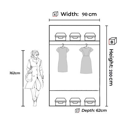 Hackney Sliding 2 Door Wardrobe Set with Chest of Drawers and Bedside - Grey