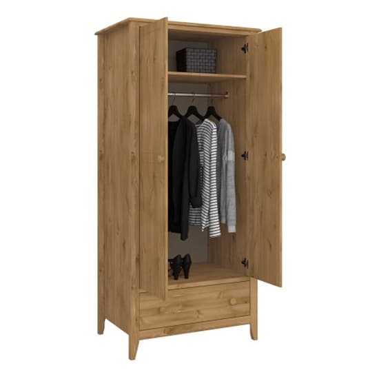 Hasten Wooden Wardrobe With 2 Doors In Pine