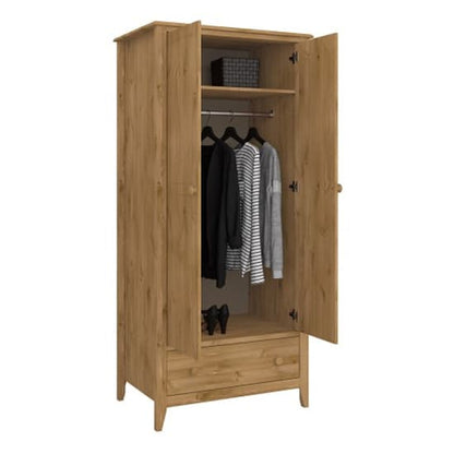 Hasten Wooden Wardrobe With 2 Doors In Pine