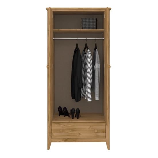 Hasten Wooden Wardrobe With 2 Doors In Pine