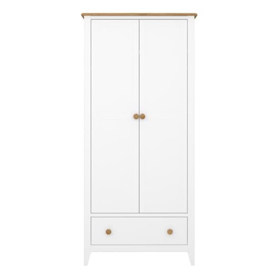 Hasten Wooden Wardrobe With 2 Doors In White And Pine