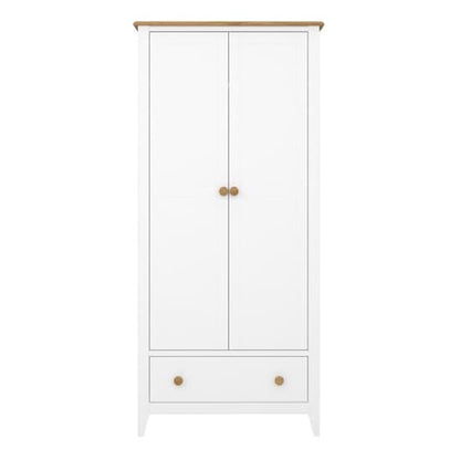 Hasten Wooden Wardrobe With 2 Doors In White And Pine