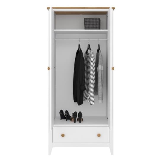 Hasten Wooden Wardrobe With 2 Doors In White And Pine