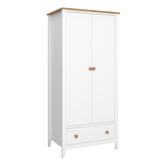 Hasten Wooden Wardrobe With 2 Doors In White And Pine