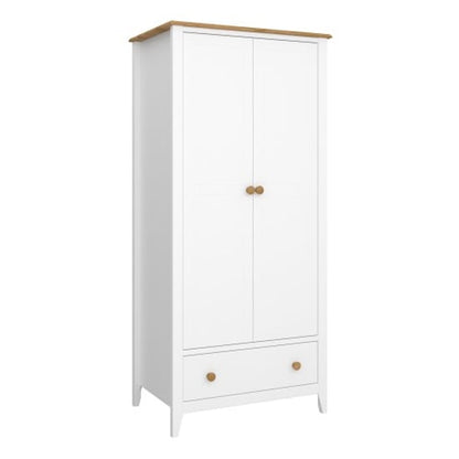 Hasten Wooden Wardrobe With 2 Doors In White And Pine