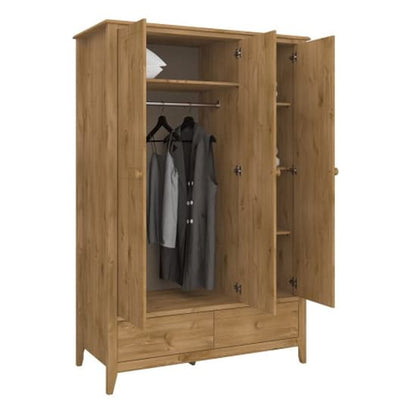 Hasten Wooden Wardrobe With 3 Doors In Pine