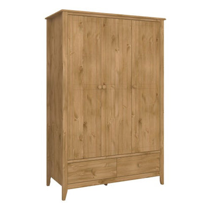 Hasten Wooden Wardrobe With 3 Doors In Pine