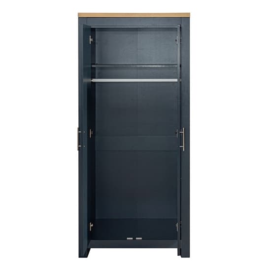 Highgate Wooden Wardrobe With 2 Doors In Navy Blue And Oak