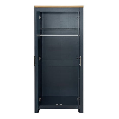 Highgate Wooden Wardrobe With 2 Doors In Navy Blue And Oak