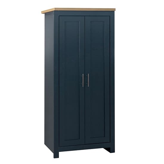 Highgate Wooden Wardrobe With 2 Doors In Navy Blue And Oak