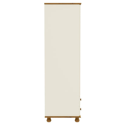 Cream and Pine Painted 3 Door Triple Wardrobe with Drawers - Hamilton
