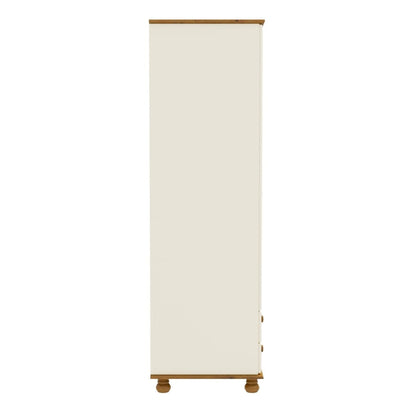 Cream and Pine Painted 2 Door Double Wardrobe with Drawers - Hamilton