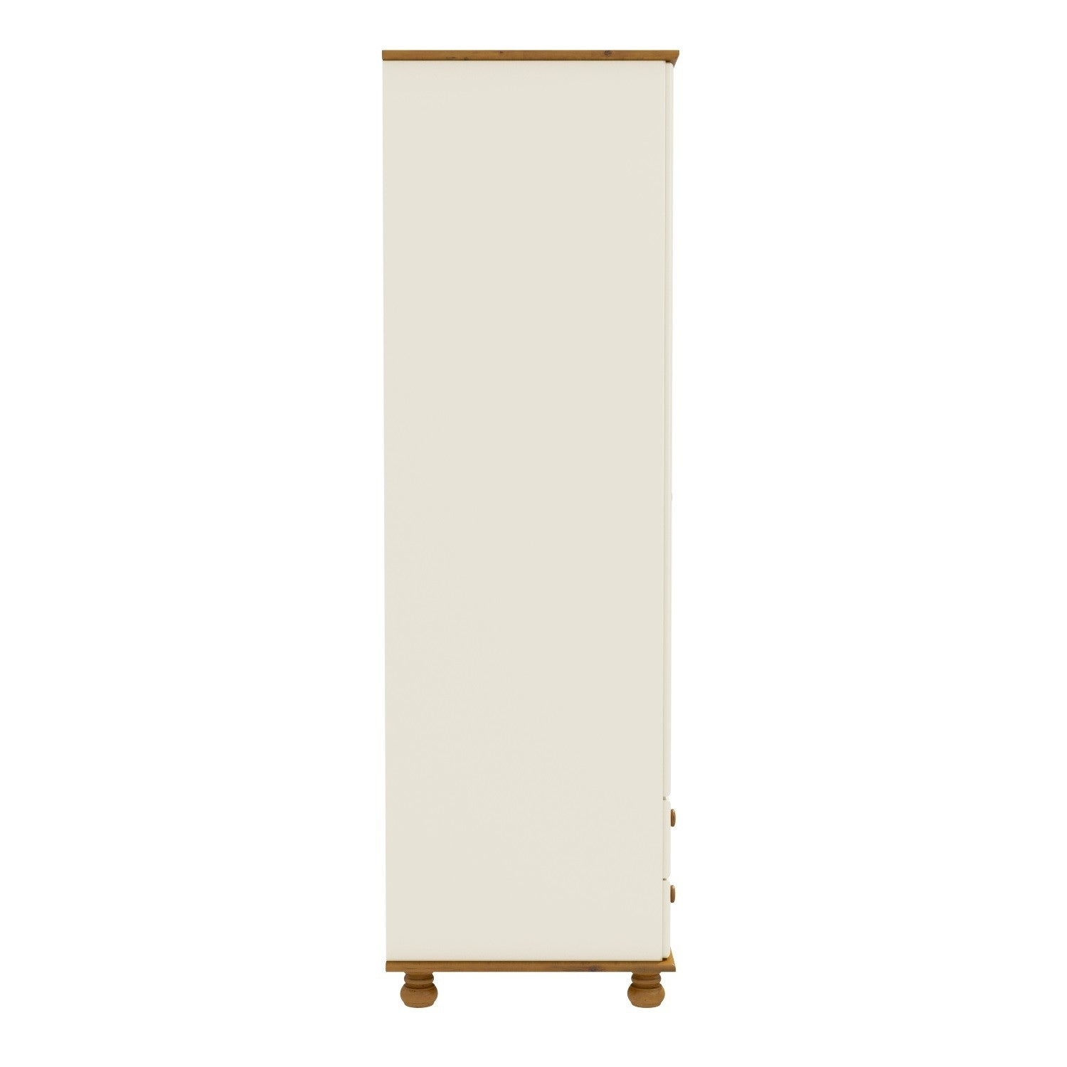 Cream and Pine Painted 2 Door Double Wardrobe with Drawers - Hamilton