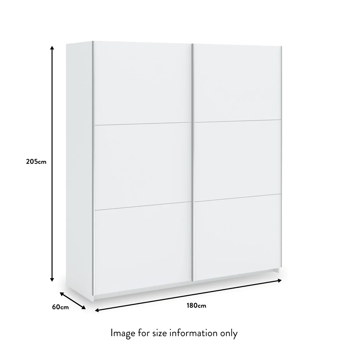 Holland White 180cm Sliding 2 Door Wardrobe 