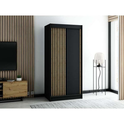 Gloucester 100cm Sliding 2 Door Wardrobe Strips Design - White