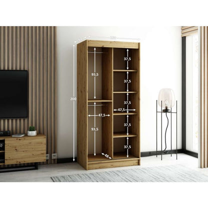 Gloucester 100cm Sliding 2 Door Wardrobe Strips Design - Black