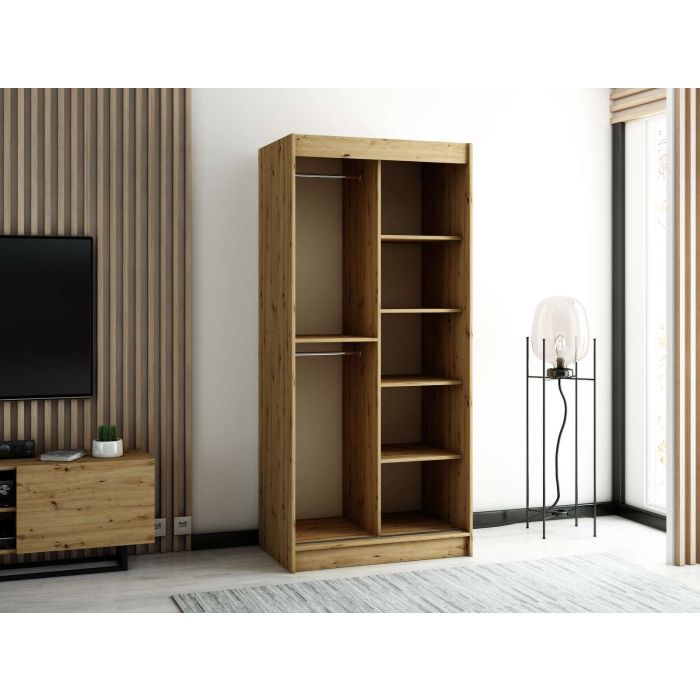 Gloucester 100cm Sliding 2 Door Wardrobe Strips Design - White