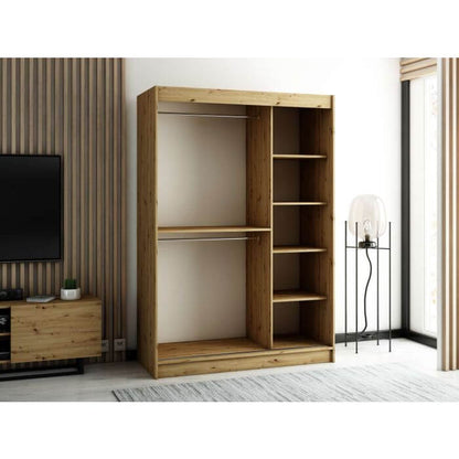 Gloucester I 150cm Sliding Door Wardrobe Strips Design - Black, Artisan Oak, White