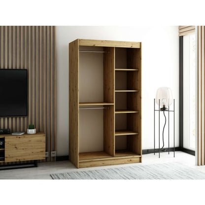 Gloucester 120cm Sliding Door Wardrobe Strips Design - Artisan Oak, Black, White
