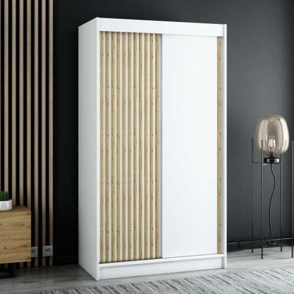 Gloucester 120cm Sliding Door Wardrobe Strips Design - White, Black, Artisan Oak 