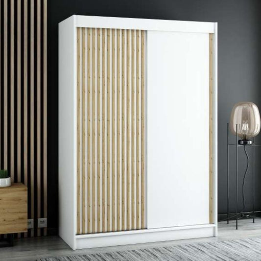 Gloucester 150cm Sliding Door Wardrobe Strips Design - White, Black, Artisan Oak