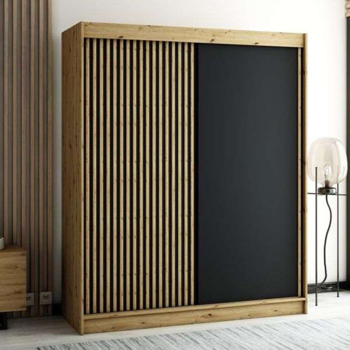 Gloucester 180cm Sliding 2 Door Wardrobe Strips Design - Artisan Oak