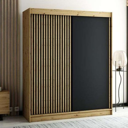 Gloucester 180cm Sliding 2 Door Wardrobe Strips Design - Artisan Oak