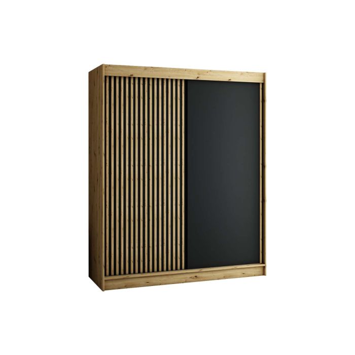 Gloucester 180cm Sliding 2 Door Wardrobe Strips Design - Artisan Oak