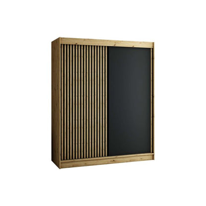 Gloucester 180cm Sliding 2 Door Wardrobe Strips Design - Artisan Oak