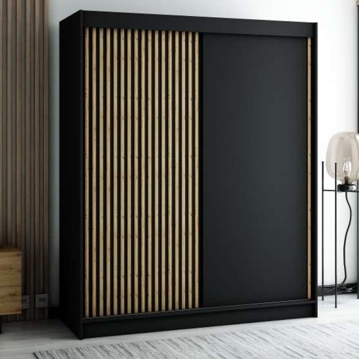 Gloucester 180cm Sliding 2 Door Wardrobe Strips Design - Artisan Oak