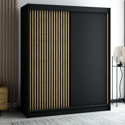 Gloucester 180cm Sliding 2 Door Wardrobe Strips Design - Artisan Oak