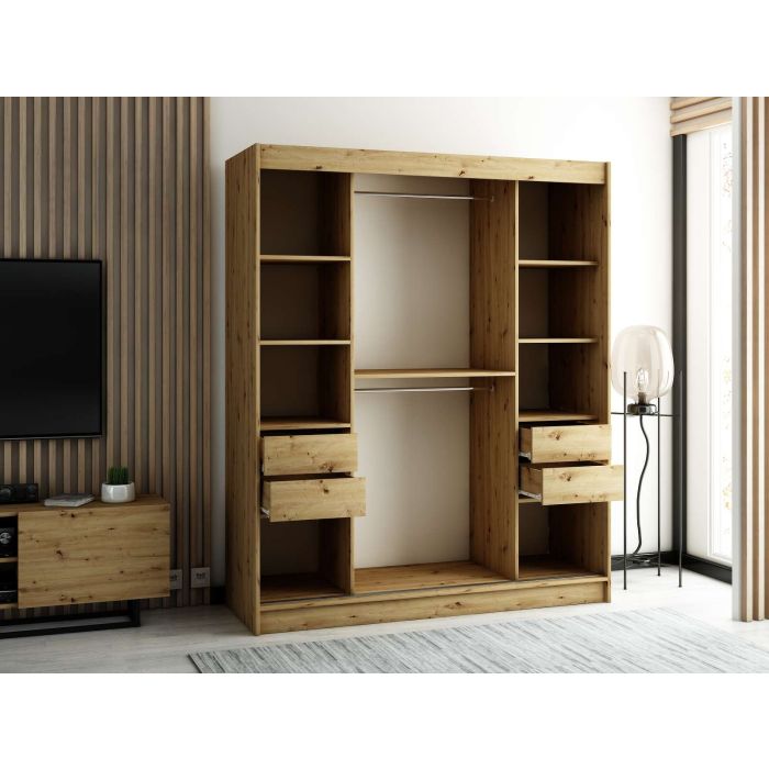 Gloucester 180cm Sliding 2 Door Wardrobe Strips Design - Black