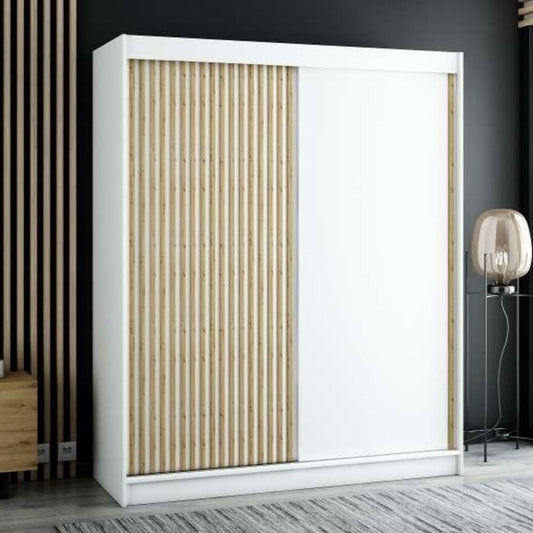 Gloucester 180cm Sliding 2 Door Wardrobe Strips Design - White