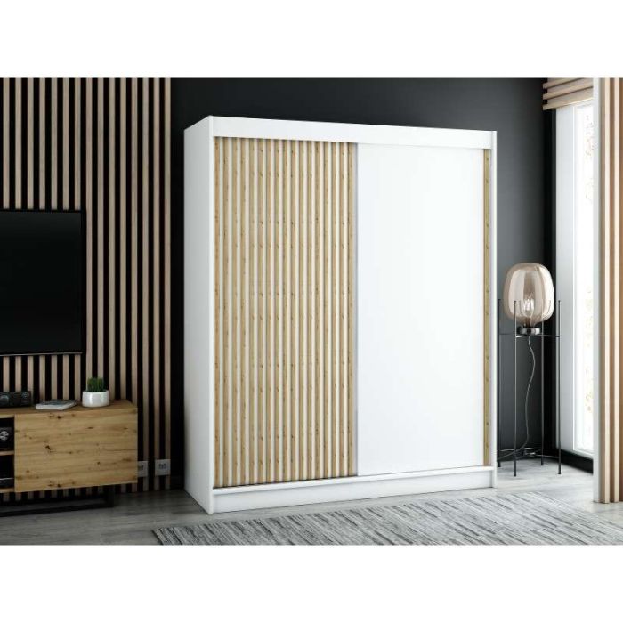 Gloucester 180cm Sliding 2 Door Wardrobe Strips Design - Artisan Oak