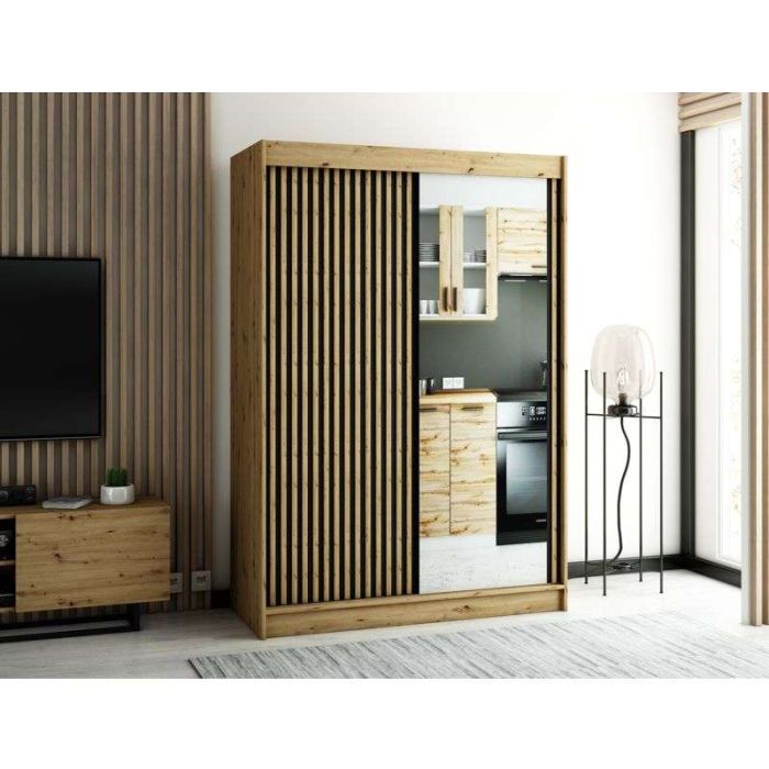 Gloucester II 150cm Sliding 2 Door Wardrobe with Mirror - Artisan Oak