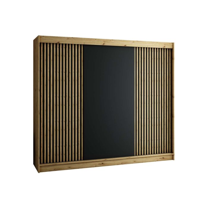 Gloucester 250cm Sliding 3 Door Wardrobe Strips Design -  Artisan Oak