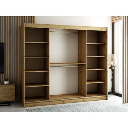 Gloucester 250cm Sliding Door Wardrobe Strips Design -  White, Black, Artisan Oak