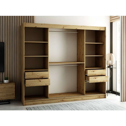 Gloucester I 250 Sliding 3 Door Wardrobe Strips Design - Artisan Oak