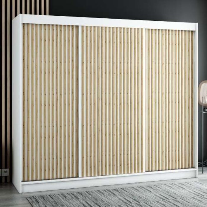 Gloucester I 250 Sliding 3 Door Wardrobe Strips Design - White